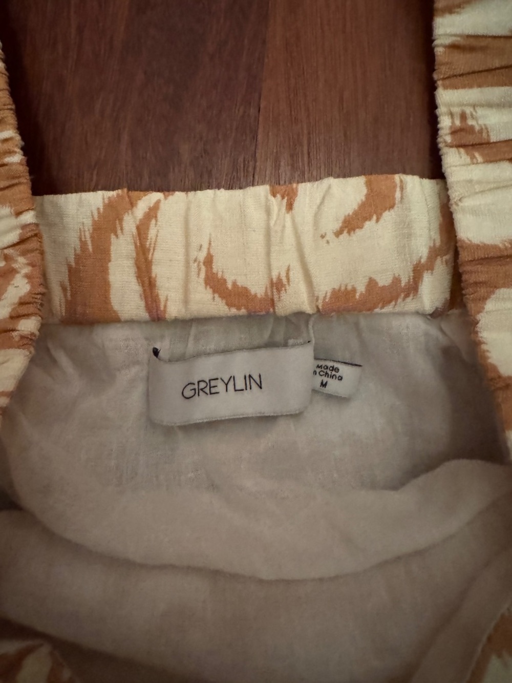 Cream and Chestnut Floral Pants/Top Set - Picture 3 of 4